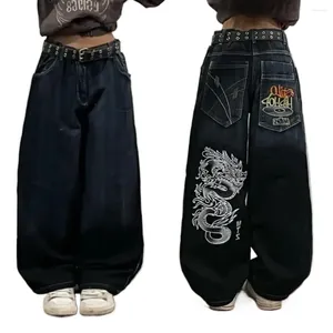 Men's Jeans American Street Vintage Straight Wide Leg Men Y2K Harajuku Casual Hip Hop Mopping Pants Unisex Punk Loose Trousers