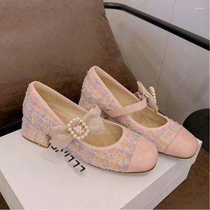 Dress Shoes Bow Luxury Crystal Mary Janes Women High Heels Lolita 2024 Spring Summer Sandals Designer Elegant Female Pumps