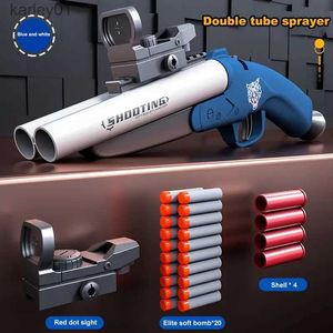 Gun Toys Children Launcher Toy Shotgun Toy Gun Double Barrel Shell Throwing Spray Soft Bullet Gun Two Burst Boy Toy Gun Rifle yq240314