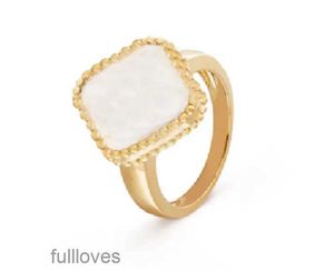 Anel de designer anéis de ouro prata anéis de casal trevo da sorte quatro folhas cleef amor anéis de ouro para mulheres homens anéis de casamento de luxo