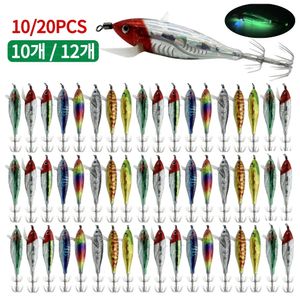 10/20pcs Squid jigging karides kancası 5.5g 7,5cm ahtapot mürekkep balığı balıkçılık yemleri gece balıkçılık için karanlıkta parlıyor 240312