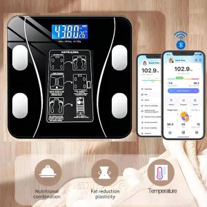 Escalas Scala recarregável Escala de gordura corporal Escala de banheiro digital sem fio Smart Com smartphone App BluetoothCompatible Pondedora Escala corporal