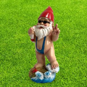 Skulpturer 3D Simning Dwarf Figurer Harts Gnome Doll Garden Hart Craft Statue Swimming Pool Decoration Garden Dwarf Gnome Sculpture