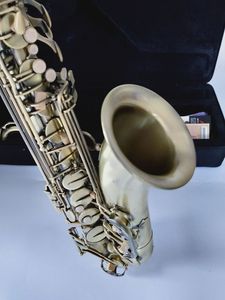 Alta qualidade Bb Tenor Saxofone Latão T-901 Instrumento musical Fosco Antigo Cobre Abalone Shell Botão Com Bocal