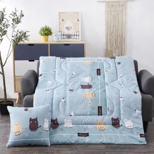 Cushion 2 In 1 Cushion Blanket Patchwork Quilt For Living Room Foldable Travel Pillow With Zip Thin Quilt Office Cushions Home Decro