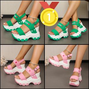 Top New Slippers Buckle Strap Wedge Heel Sandals for Women Summer Lightweight Platform Slide Non Slip shoes GAI eur35-43