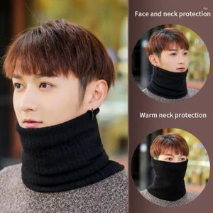 Bandanas Unisex Winter Hiking Cycling Scarf Fleece Lined Knitted Neck Warmer Chunky Soft Double-Layer Loop Circle Scarves For Woman