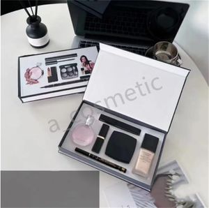 Conjunto de maquiagem coleção base sombra paleta batom fosco 15ml perfume 6 em 1 kit cosmético com caixa de presente para mulheres de alta qualidade