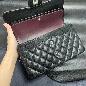 9A Designer bag Mirror quality Jumbo Double Flap Bag Luxury 23cm 25CM 30cm Leather Caviar Lambskin Classic Black Purse Quilted Handbag Gold and Silver Label With Box