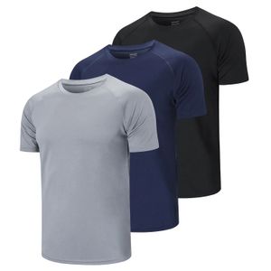 Zengvee 3 Paket Erkek Gömlek Koşu Egzersiz Üstler Erkek Spor Fitness Gym Crew Boyun Nefes Alabbe Tshirt 240309