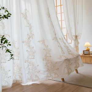 Шторы с вышивкой, белые шторы для гостиной, роскошные шторы для спальни для девочек, полузанавески для окон Rideaux Cortinas, затенение 40%