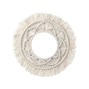 Espelhos boho redondo macrame espelho maquiagem varanda decorativo pendurado espelhos de parede decoração para casa sala estar quarto decoração natal