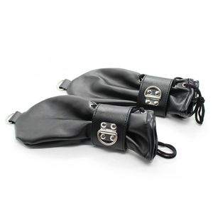 Fashion-Soft Leather Fist Mitts Gloves with Locks and D Rings Hand Restraint Mitten Pet Role Play Fetish Costume221z