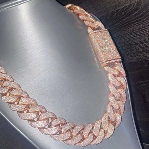 Iced Out 20 Mm Vvs Moissanite Diamond Thick Cuban Link Chain 925 Sterling Silver 24 Inches Necklace for Men Gifts