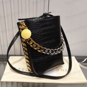 Стелла Маккартни сумка frayme с эффектом крокодила тисненая сумка-ведро сумка женская металлическая черная классическая сумка через плечо роскошные женские дизайнерские сумки кошелек