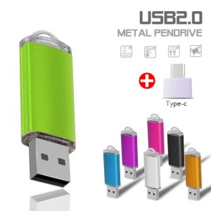 Drives USB Flash Drive 64GB 32GB 16GB 8GB 4GB USB 2.0 Flash Memory Card U Stick customize free adapter Gifts pen drive Cle usb