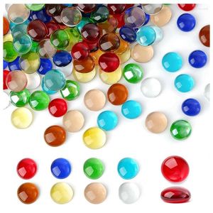 Flaskor mini glas ädelstenar blandad färg mancala stenar platta botten marmor pärlor för hem dekorativ konst hantverk vas fyller multicolor