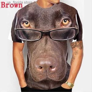 Homens camisetas Conforto em torno do pescoço T-shirt Top New Mens 3D Impressão Cute Animal Dog T-shirt 2024 Nova Moda Mens Casual Curto Slve Y240321