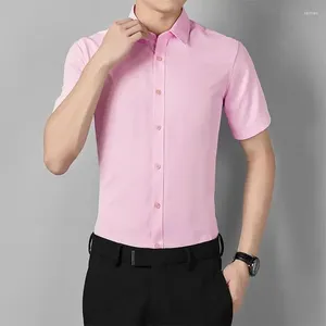 Men's Dress Shirts Shirt And Blouse Plain Male Top Business Black Clothes Formal Silk Original Slim Fit Regular Asia Xxl