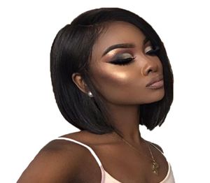 Lace Front Human Hair Wigs Short Bob Wigs Natural Black For black Women Straight Brazilian Hair Lace Frontal Wigs with baby hair3796634