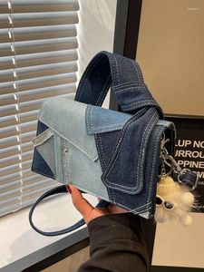 Axelväskor denim lapptäcke crossbody väska flickor nisch casual plånböcker och handväskor pendlare handväska