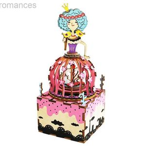 3D Puzzles Education Zabawy DIY 3D Wooden Carousel Ferris Wheel Puzzle Montaż Rotatable Music Box Prezent dla dzieci dorosłych 240314