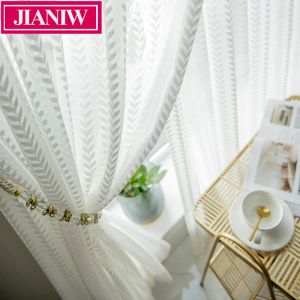 Perdeler Jianiw Modern Lüks Beyaz Tül Perde oturma odası yatak odası pencere jacquard sheers serape ev dekor örtü iyi rideau