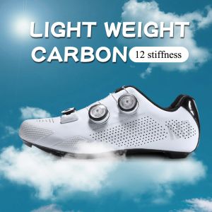 Sapatos upline sola de carbono sapatos de ciclismo profissional sapatos de autotravamento em cima de cadarço tênis de corrida sapatos de bicicleta cor branca