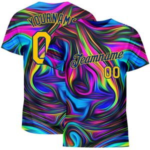 Özel 3D desen tasarımı soyut renkli psychedelic sıvı sanat performansı t-shirt