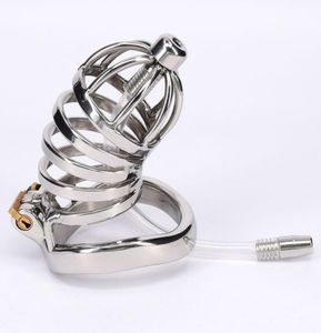 Cintura in acciaio inossidabile Bondage Cock Cage con suono uretrale rimovibile Chiusura del pene BDSM Giocattoli sessuali per uomo4379996