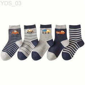 Kids Socks Childrens car cartoon stripe pattern mid tube socks are comfortable breathable highly elastic sweat absorbing and odor resi YQ240314