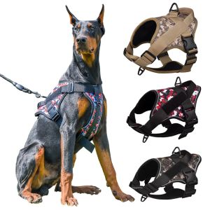 Sele Big Dog Harness Vest No Pull Nylon Justerbar militär taktisk stor hund Harness tysk herde Training Vandring Pet Supplies