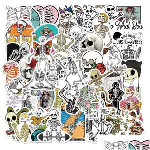 Car Stickers 50Pcs/Lot Funny Cartoon Skeleton White Skl Sticker Bone Iti Kids Toy Skateboard Motorcycle Bicycle Decals Drop Delivery A Otpcz