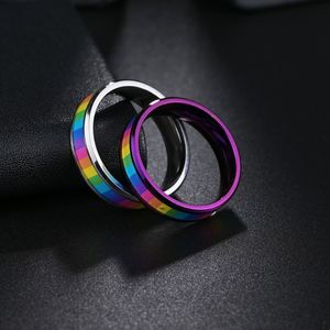 Красочное кольцо с радужным лесбийским кольцом из нержавеющей стали, кольцо с радужным флагом для женщин и девочек, модные украшения
