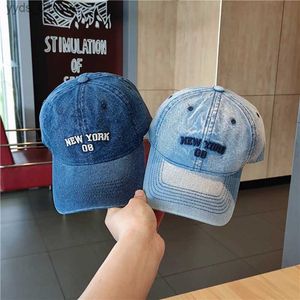 Ball Caps NeYork Hafted Baseball C Spring and Autumn Hat Women Casual Versatile Denim Duck Język C Men L240314