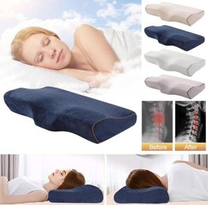 Travesseiro de espuma de memória em forma de borboleta, almofada de cama, relaxamento, proteção do pescoço, recuperação lenta ortopédica, cervical para cuidados de saúde 50x30cm8976366