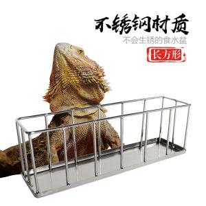 Supplies Stainless Steel Turtle Feeder Bowl Basin Food Dispenser Feeding Tool Multifunction Aquarium Turtle Reptile Amphibian Pet Supply