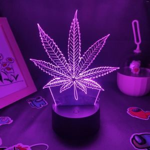 Night Lights Maple Leaf Lamp 3D LED Cool Gifts For Friend RGB Entertainment Lava Bedroom Bedside Office Table Decoration