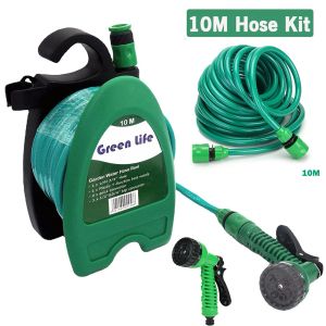 Bobine 10M Tubo dell'acqua da giardino 32FT Tubo dell'acqua magico ad alta pressione per l'irrigazione del giardino Tubo per il lavaggio dell'auto Kit di bobine per il supporto del tubo