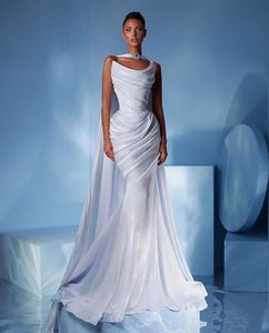 Meerjungfrau Hochzeit Modernes Kleid Frontschlitz Sweep Zug Quadrat Kragen Fleck Brautkleider 2024 Boho Frauen Nach Maß Vestidos 326