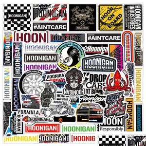 Araba Stickers 52pcs Hoonigan Hoonigancar JDM Yarış Iti için DIY LAGE Dizüstü Bilgisayar Kaykay Motosiklet Bisiklet Sticker Damla Teslimat Otomobu OTACK