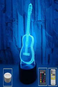 3D Gitar Led Gece Işıkları Sevencolor Touch Light 3D Touch Görsel Işık Yaratıcı Hediye Atmosfer Küçük Masa Lambaları4273927