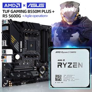 Placa-mãe ASUS TUF GAMING B550M PLUS + Processador AMD New Ryzen 5 5600G CPU AM4 3.9GHz Six-Core DDR4 Micro-ATX 128G
