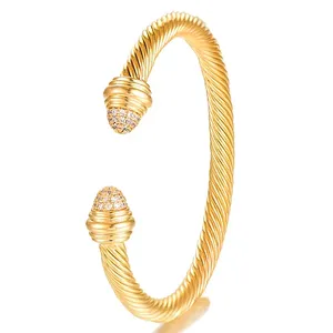 David Yurma Bracelet Trendy Luxury القابلة للتكديس للنساء Davidjersey الزفاف الكامل الزركون david Yurma المجوهرات Crystal Dubai Silver Color Party Bracelet 819