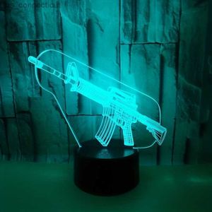 Bordslampor 1 st 7 färger AK Machine Gun Submachine Gun Style 3d Night Light - Touch Table Lamp med USB Jack - Creative Gift for Atmosphere Lighting