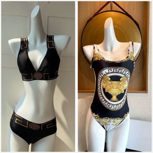 Baddräkt bikini designer baddräkt badkläder tryckt slipsnätklänning bikini sexig tredeluppsättning sexig veckad triangel vintage tryckt blommig lyx baddräkt