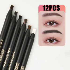 12pçs Caneta de Sobrancelha Dura Microblading Brow Definer Lápis À Prova D 'Água Fácil de Aplicar Maquiagem Natural Selvagem Sobrancelhas Tatuagem Tint 240305