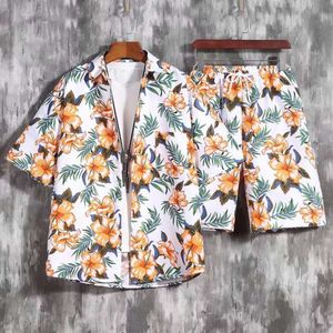 Designer Suit Hawaiian Beach Holiday Mens Loose Size Couple Fashion Brand Short Sleeve Flower Shirt Casual Two Piece Set 5orb