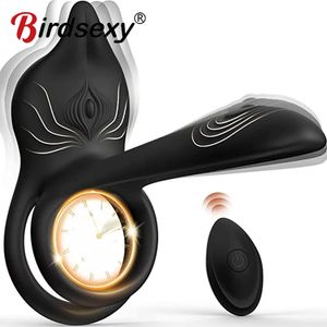 Couple Vibrator with Dual Motor Cockring Wireless Remote Cock Penis Ring Adult Sexy Toys For Men Delay Ejaculation Penisring 240227