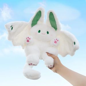 Coelho bonito almofada de pelúcia mágico branco espírito bat brinquedo criativo plushie travesseiro de pelúcia kawaii menina presente de aniversário 240304